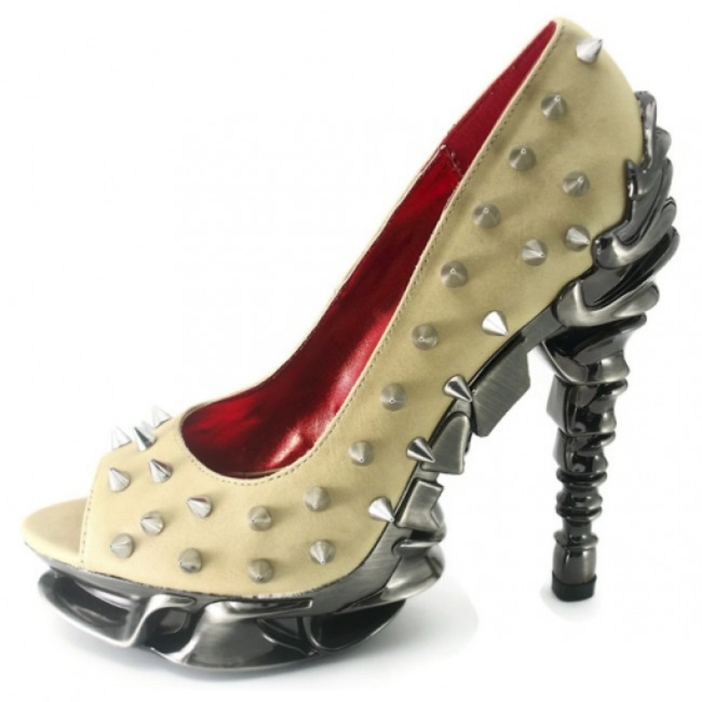 Nude Spine Heel Spiked Platform Gothic Pump